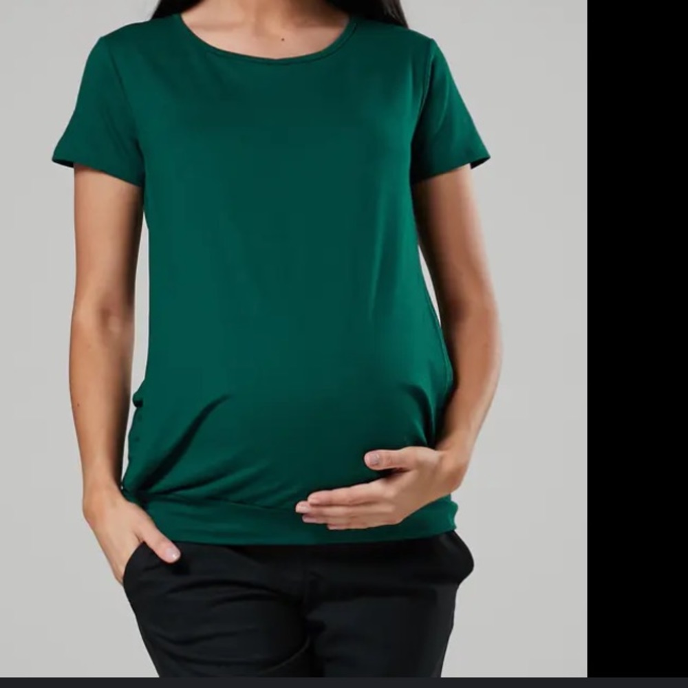 Maternity stretchy long green top S